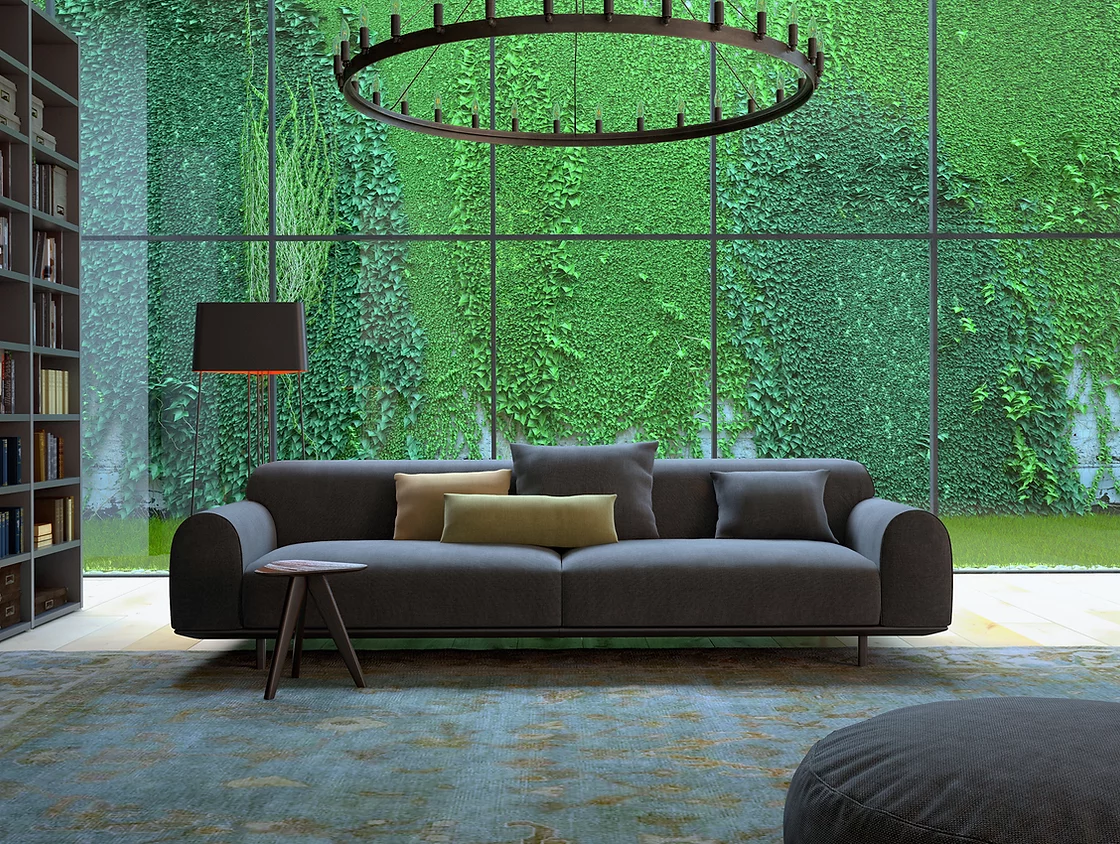 Loft Flat Design Interior with designer upholstery fabric