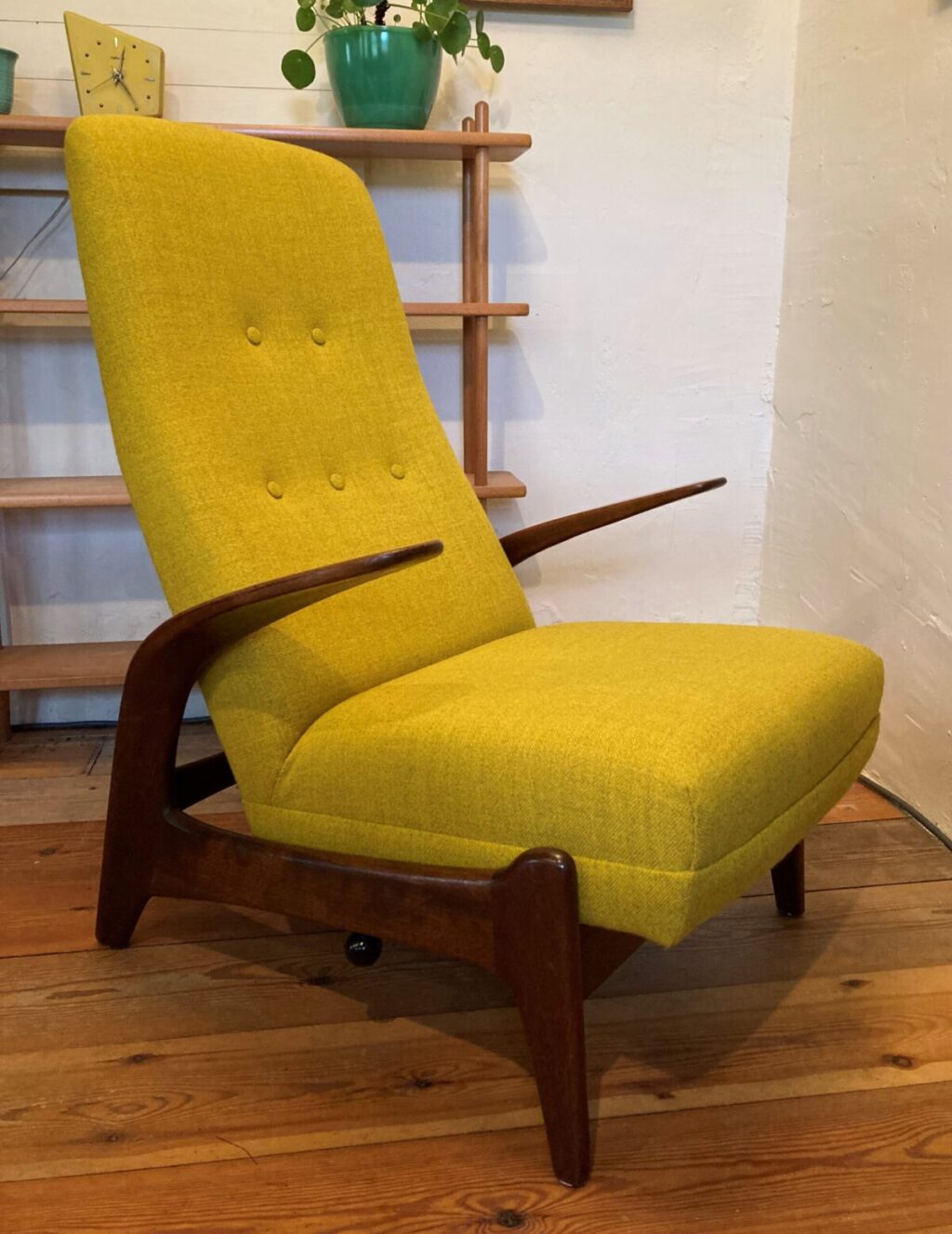 Armchair upholstered in De Ploeg, Ploegwool and 66 yellow