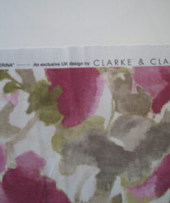 Clarke and Clarke Nerina Raspberry flowers, fuchsia and green