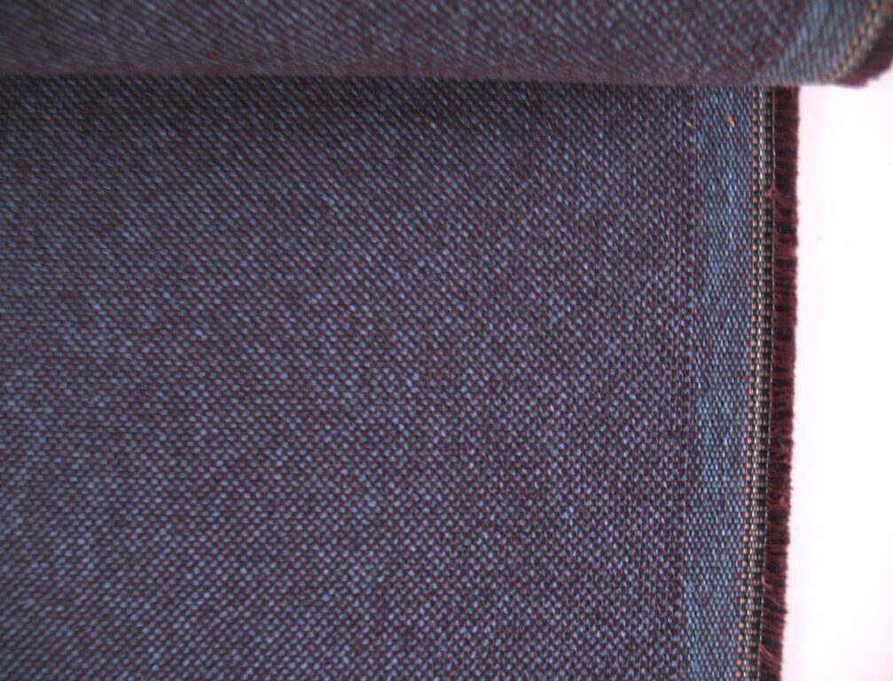 Aubergine and light blue upholstery fabric