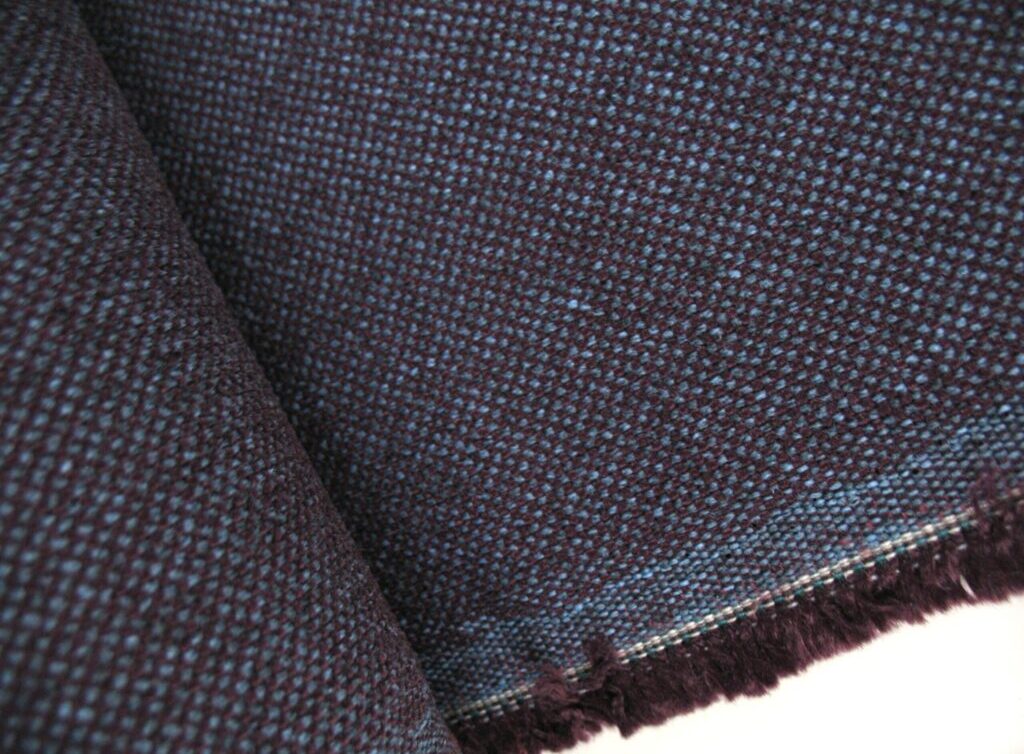 Aubergine and light blue upholstery fabric