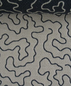Upholstery fabric black pattern on beige