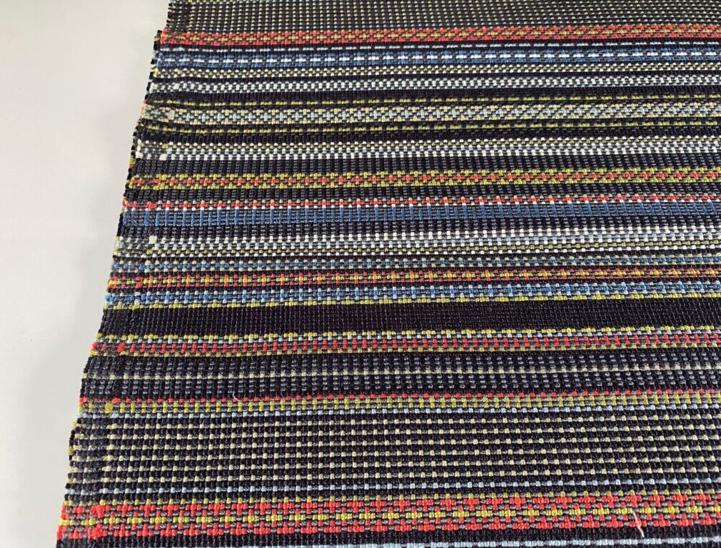 Maharam Point 003 Slate and Khaki – black with coloured accents