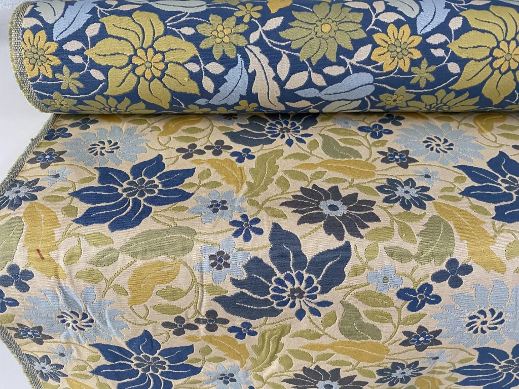 Floral pattern green yellow blue vanilla