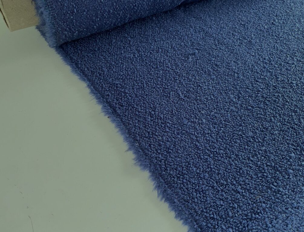 Lilac and blue bouclé upholstery fabric