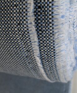 Blue white black upholstery fabric