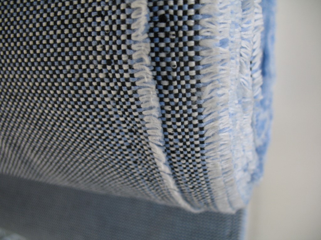 Blue white black upholstery fabric
