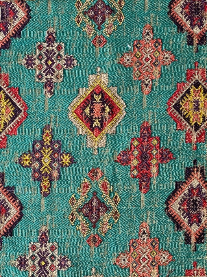 Clarke & Clarke Konya Aqua blue green pink yellow