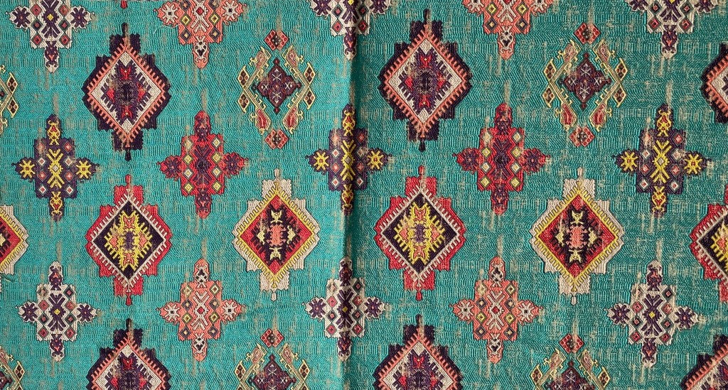 Clarke & Clarke Konya Aqua blue green pink yellow