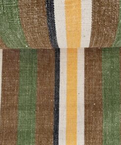 Retro upholstery fabric with stripes in green, yellow, brown and cream