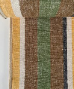 Retro upholstery fabric with stripes in green, yellow, brown and cream