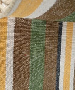 Retro upholstery fabric with stripes in green, yellow, brown and cream