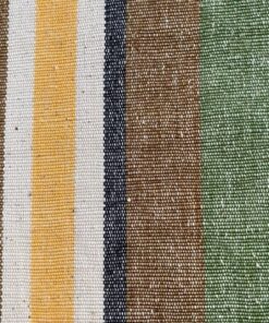 Retro upholstery fabric with stripes in green, yellow, brown and cream