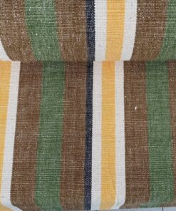 Retro upholstery fabric with stripes in green, yellow, brown and cream
