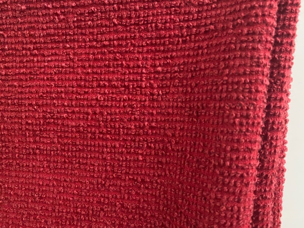 red bouclé upholstery fabric