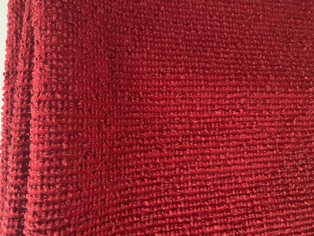 red bouclé upholstery fabric