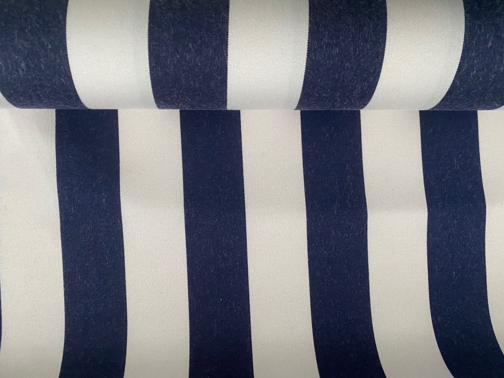 Outdoor blue cream white furniture fabric vertical stripes