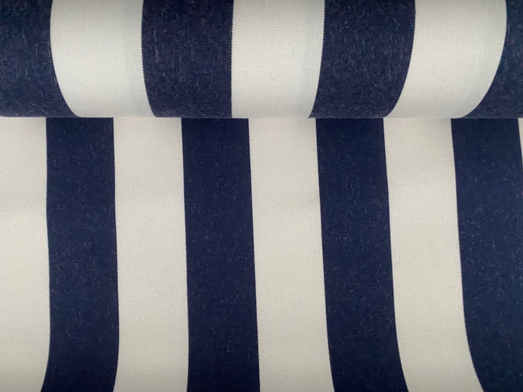 Outdoor blue cream white furniture fabric vertical stripes