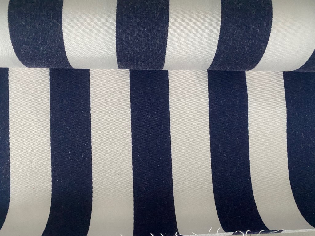 Outdoor blue cream white furniture fabric vertical stripes