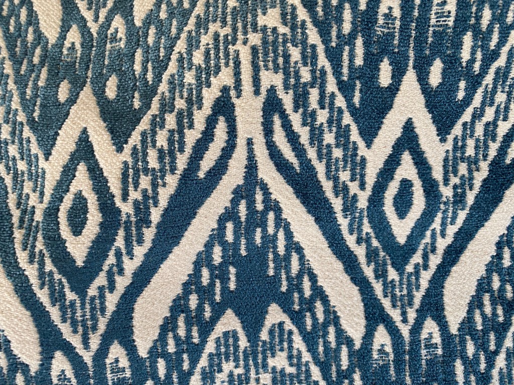 Colefax and Flower Padang Paon blue and cream pattern