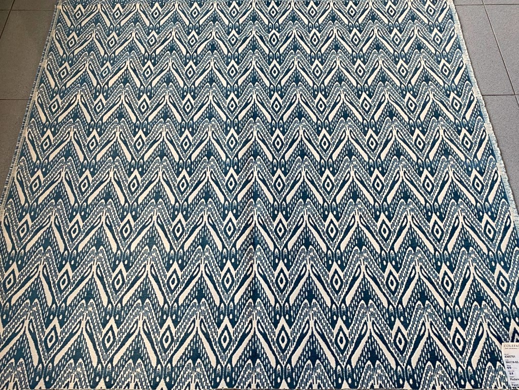 Colefax and Flower Padang Paon blue and cream pattern