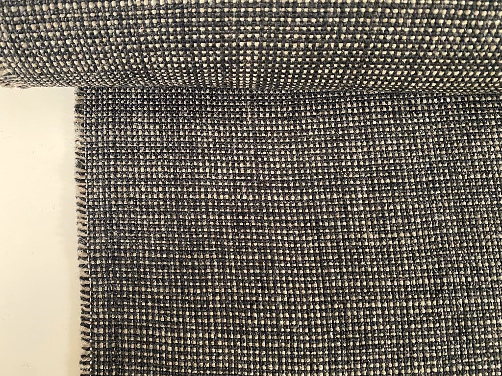 Furniture fabric black beige checked