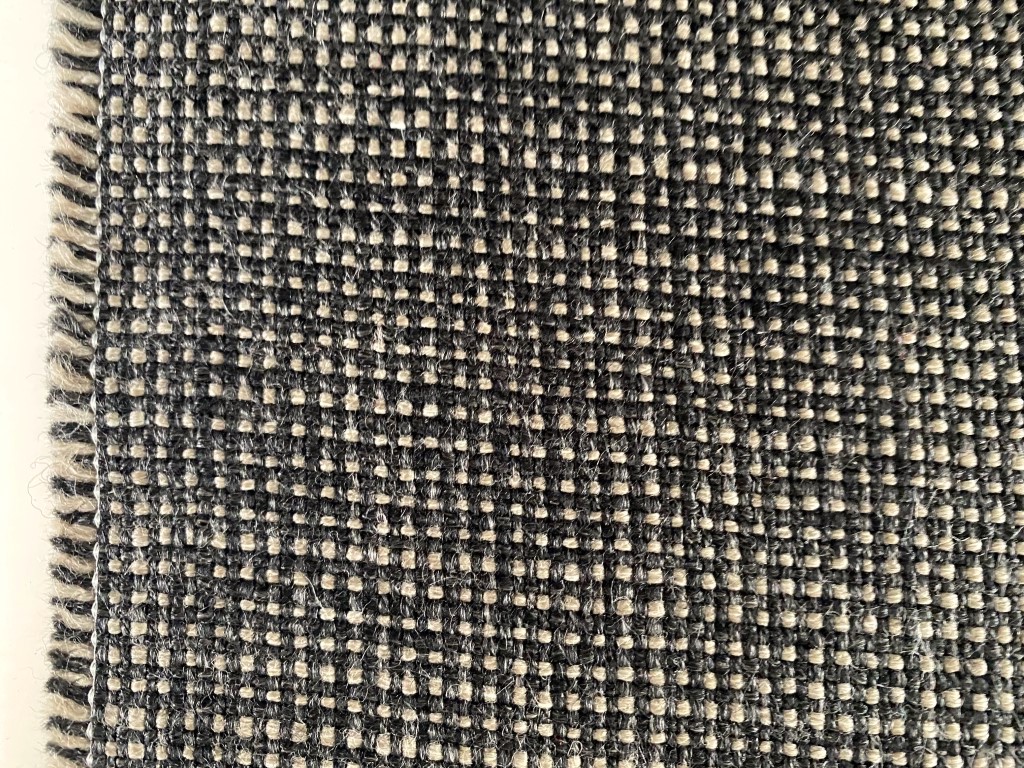 Furniture fabric black beige checked