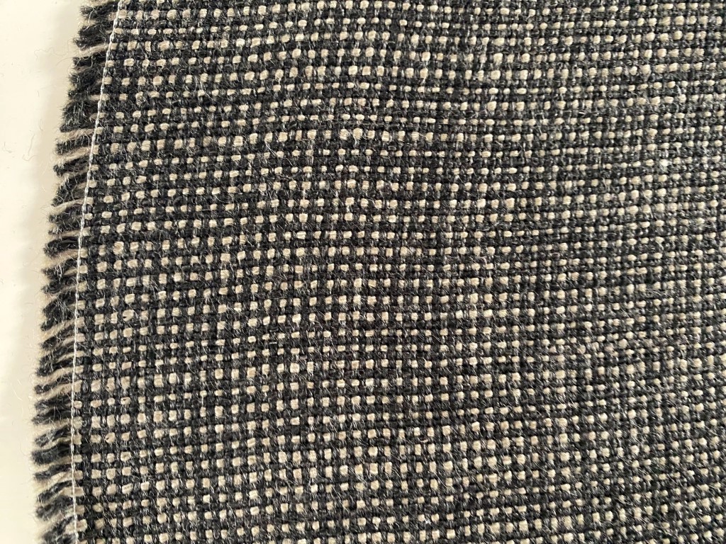 Furniture fabric black beige checked