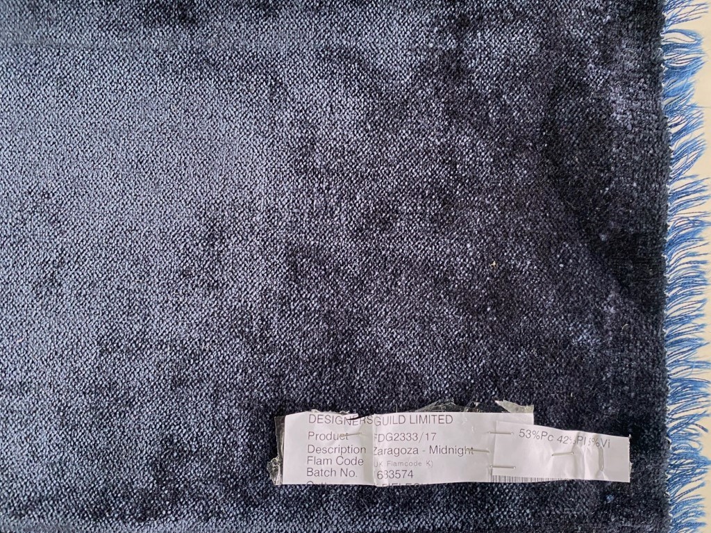 Designers Guild Zaragoza Midnight purple-blue velour vintage
