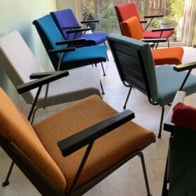 Re-upholstered armchairs
