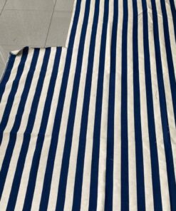 Burton Home Decor Indigo blue and cream-white stripes, fabric remnant A