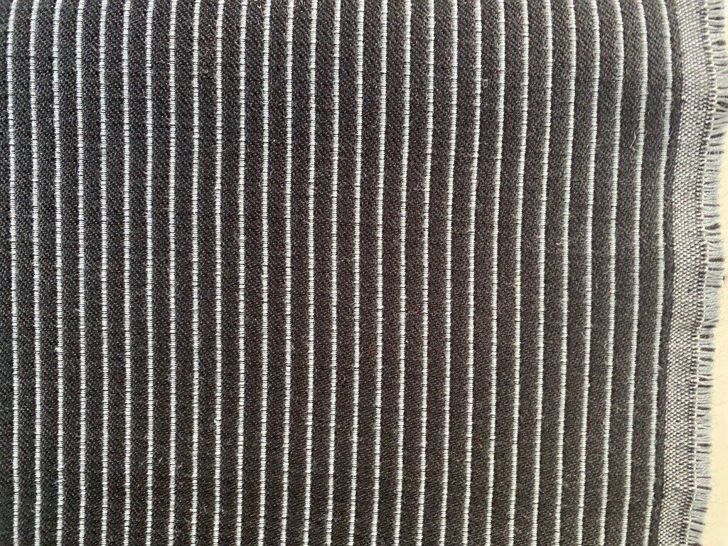 Wool blanket wide black grey rib