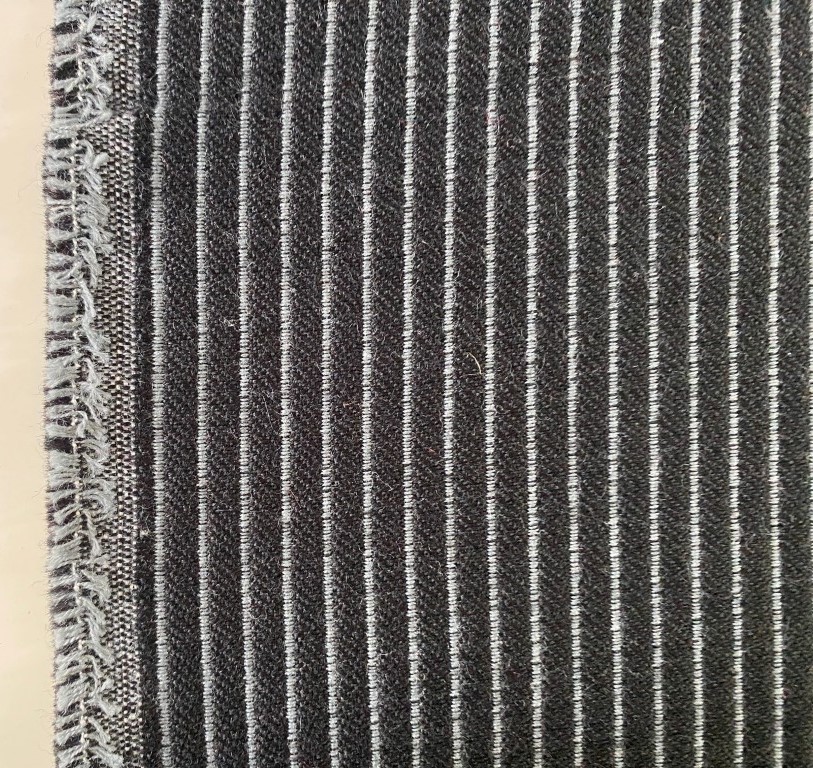 Wool blanket wide black grey rib