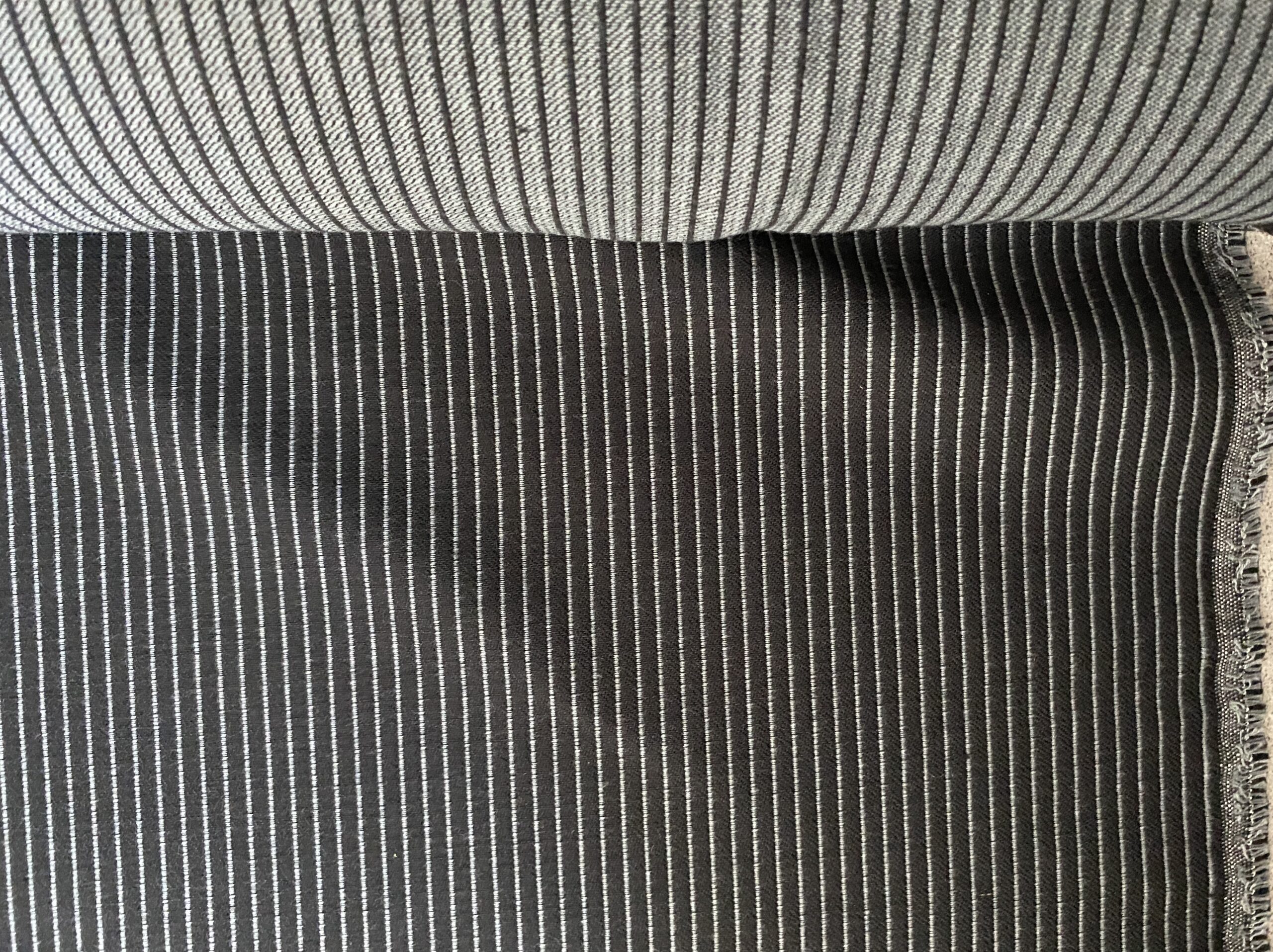 Wool blanket wide black grey rib