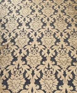 Baroque-patterned furniture fabric in camel on black