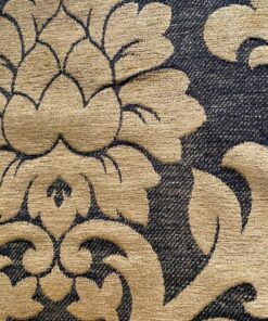 Baroque-patterned furniture fabric in camel on black