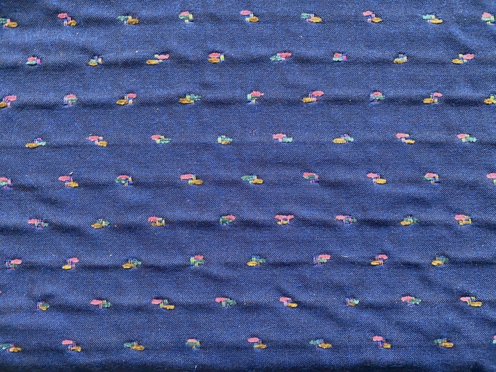Blue upholstery fabric with a pattern