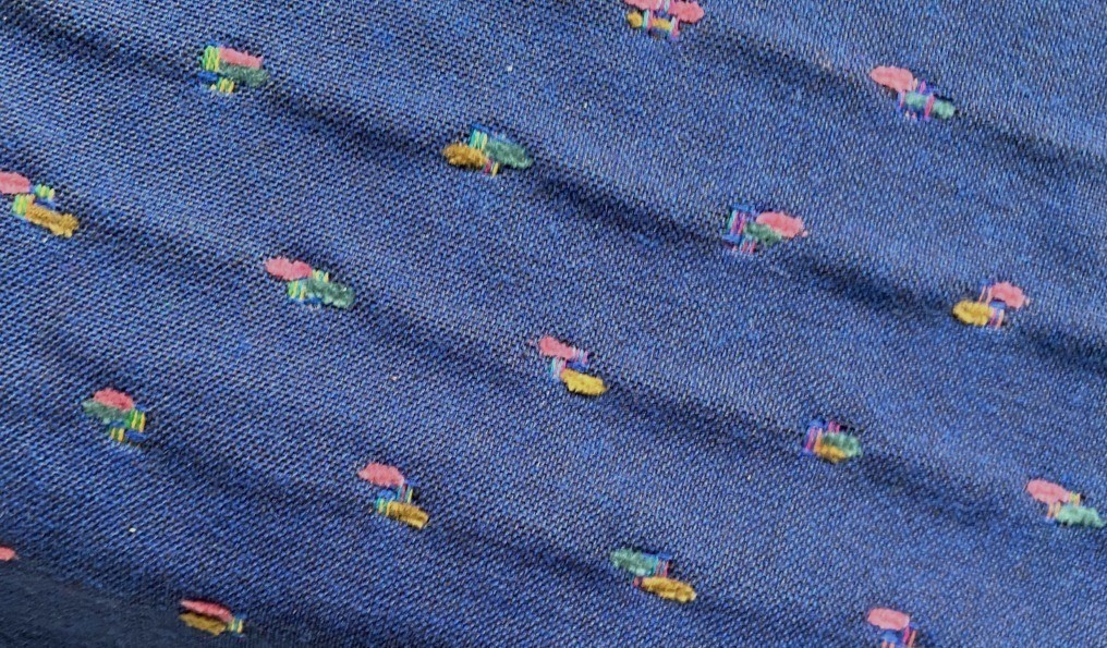 Blue upholstery fabric with a pattern