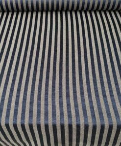Blue grey striped upholstery fabric