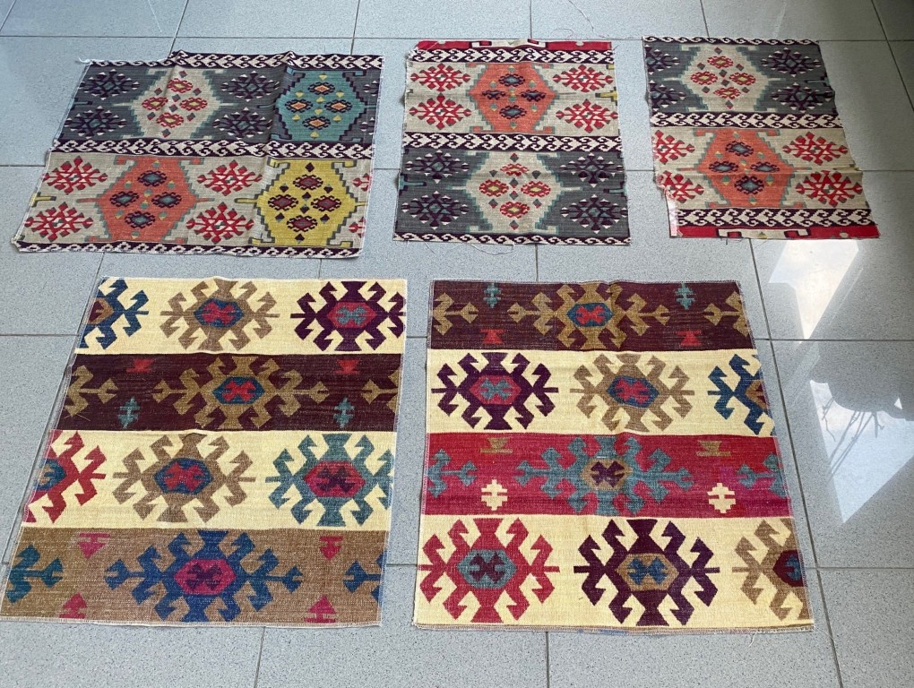 Bundle of 5 quilted upholstery fabrics