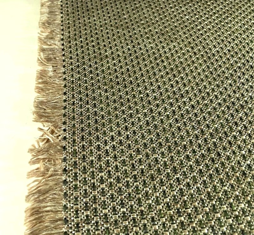 Green beige patterned upholstery fabric