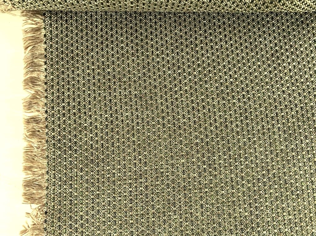 Green beige patterned upholstery fabric