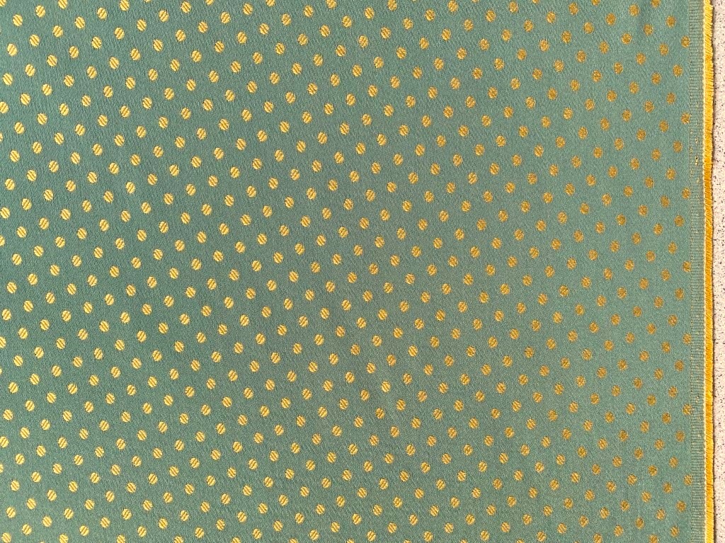 vintage upholstery fabric, green and yellow