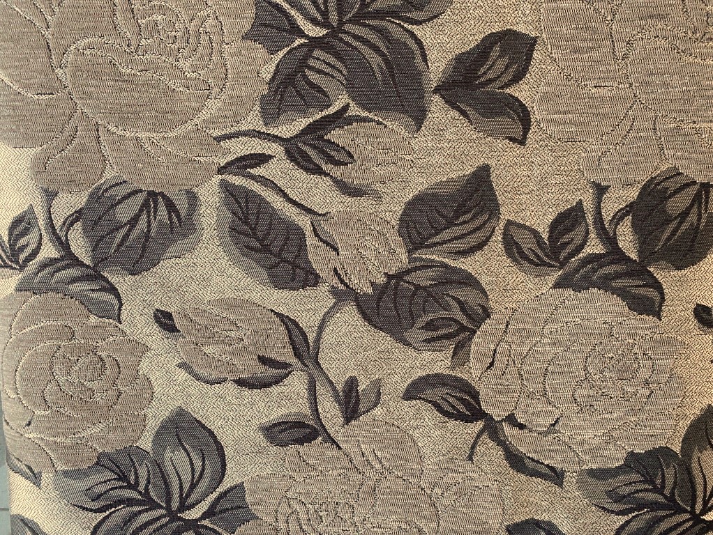 Floral pattern beige brown silver upholstery fabric