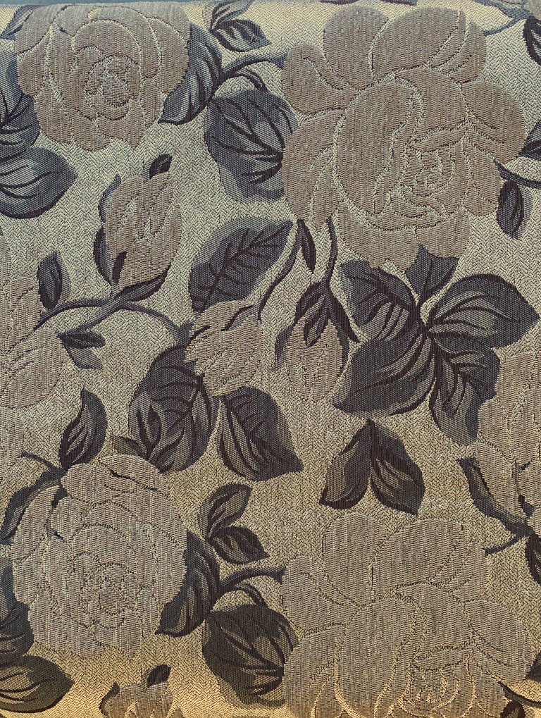 Floral pattern beige brown silver upholstery fabric
