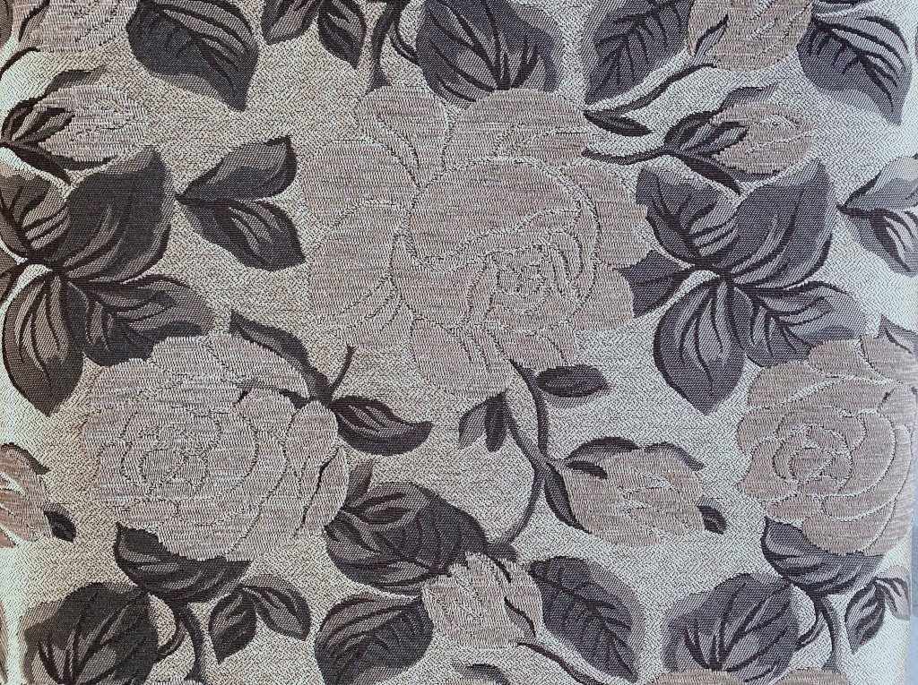 Floral pattern beige brown silver upholstery fabric