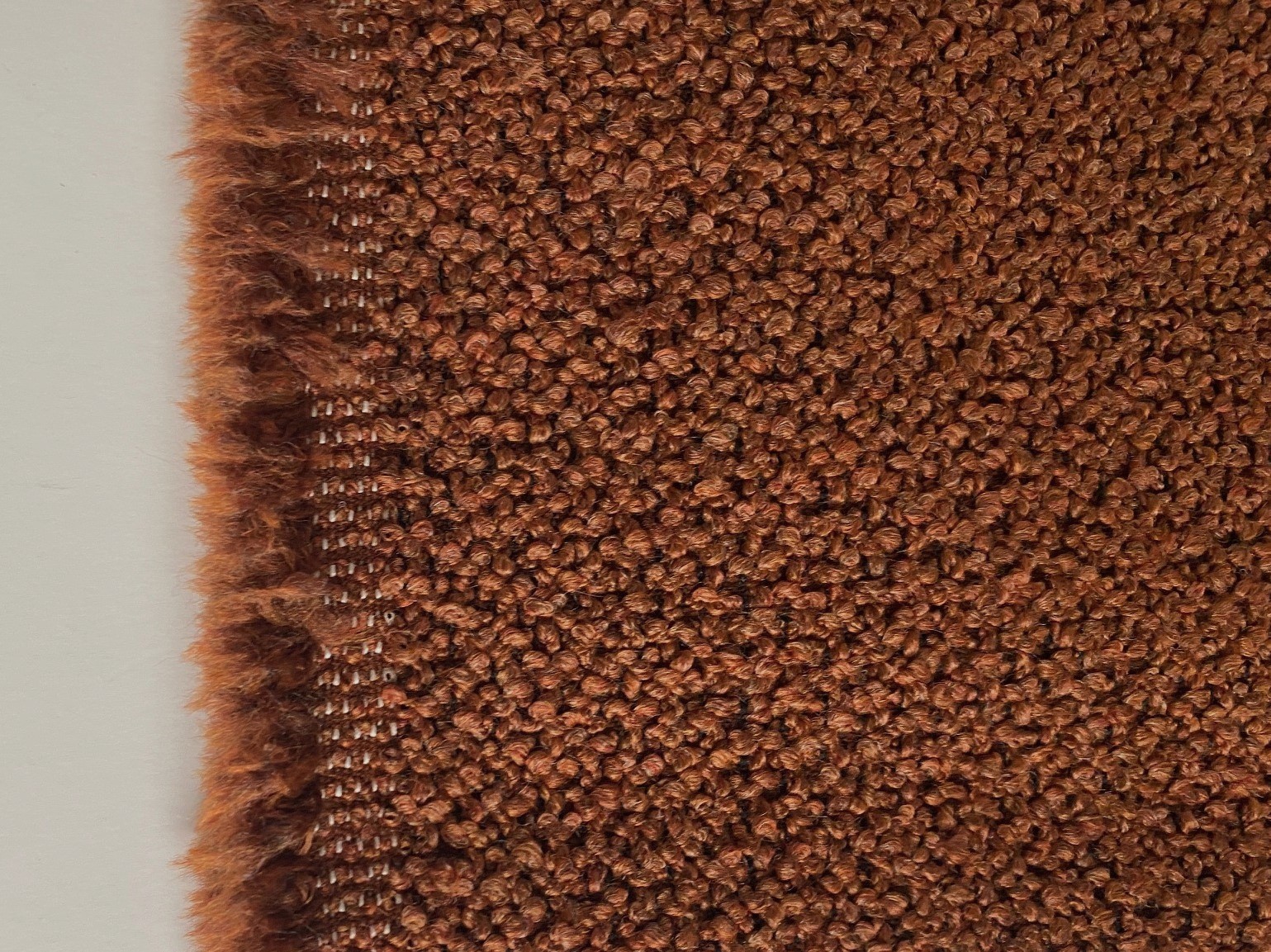 furniture fabric Jupiter burnt orange bouclé
